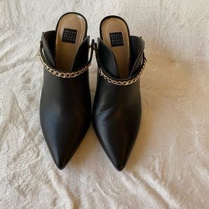 WHBM  black pointed toes  mules. 3.5 inch heels Used